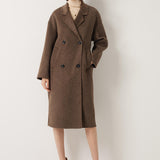 100% Merino Wool Double-Breasted Long Coat