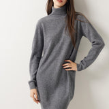 100% Merino Wool Turtleneck Knit Sweater Dress