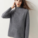 Pull à col montant sans couture 100 % laine mérinos