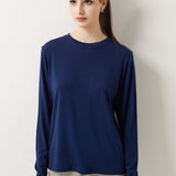 100% Merino Wool Crewneck Long Sleeve Knit Top