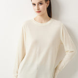 100% Merino Wool Crewneck Long Sleeve Knit Top