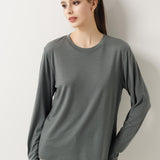 100% Merino Wool Crewneck Long Sleeve Knit Top