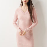 Vestido suéter 100% lã Merino com decote em V