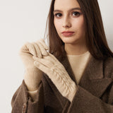 100% Pure Cashmere Gloves Winter Knit Cable Gloves