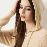 30% Cashmere 70% Merino Wool Zip Hooded Cardigan