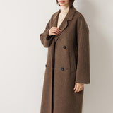 100% Merino Wool Double-Breasted Long Coat