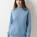 30% Cashmere 70% Merino Wool Seamless Mock Neck Sweater
