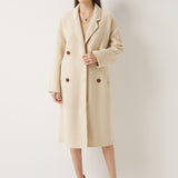 100% Merino Wool Double-Breasted Long Coat