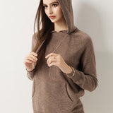 30% Cashmere 70% Merino Wool Hooded Knit Sweater