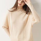 100% Merino Wool Mock Neck Batwing Sweater
