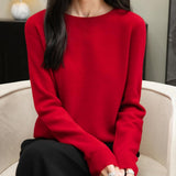 Chanyarn Women's 100％Merino Wool Crewneck Seater 2025 First-Line Ready of Long-Sleeve Seamless Knit Seater