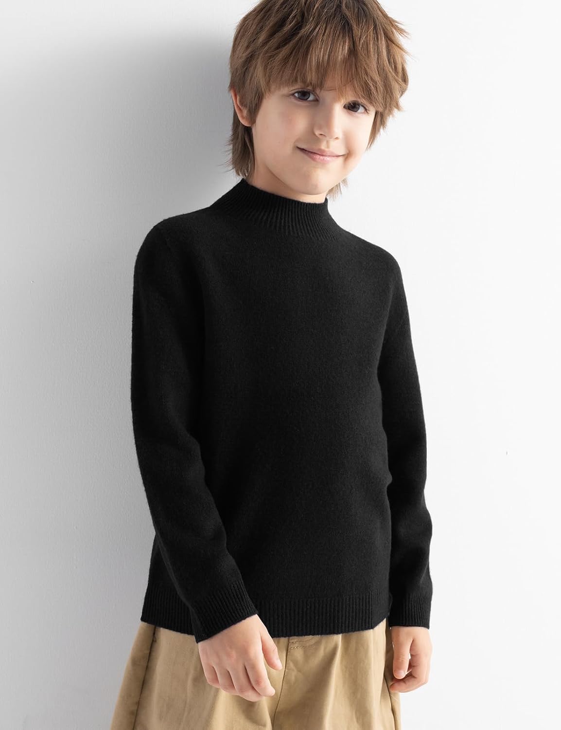 男の子と女の子100％メリノウールのセーター秋の冬の最初のライン長いSLを着用する準備ができています