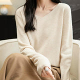 Chanyarn Women's 100% Merino Wool V Neck Sweater 2025 First-Line Ready to Wear Casual Long Sleeve Seamless Knit Sweater