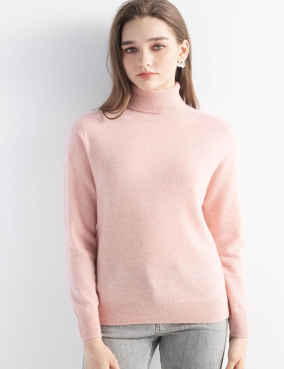 Women's 100% Pure Cashmere Sweater Turtleneck Long Sleeve Warm Soft 2025 Fall Winter Knit Pullover