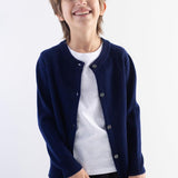 Boys 100% Merino Wool Cardigan Fall Winter First-Line Ready to Wear Crew Neck Long Sleeve Seamless Knit Sweater