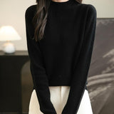 Chanyarn Women's 100% Merino Wool Seamless Sweater Mock Neck First-Line Ready to Wear Long Sleeve Knitted Pullover Tops