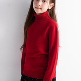 Girls 100% Merino Wool Sweater Fall Winter First-Line Ready to Wear Turtleneck Long Sleeve Seamless Pullover