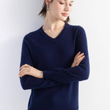 Women's Merino Wool Sweater 2025 Fall Winter V Neck Long Sleeve First-Line Ready to Wear Seamless Knit Sweater