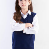 Girls 100% Merino Wool Sweater Vest V-Neck Sleevless 2025 Fall Winter Cable Tops Knitted Pullover Vest
