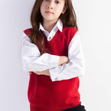 Girls 100% Merino Wool Sweater Vest V-Neck Sleevless 2025 Fall Winter Cable Tops Knitted Pullover Vest