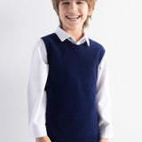 Boy's 100% Merino Wool Sweater Vest 2025 Fall Winter Casual Crewneck Sleeveless Knit Sweater Vest