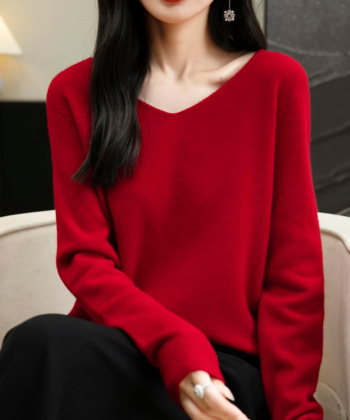 Chanyarn Women's 100% Merino Wool V Neck Sweater 2025 First-Line Ready to Wear Casual Long Sleeve Seamless Knit Sweater