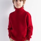 Boys 100% Merino Wool Sweater Fall Winter First-Line Ready to Wear Turtleneck Long Sleeve Seamless Knit Sweater