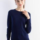 Women's Merino Wool Sweater 2025 Fall Winter Crew Neck Long Sleeve First-Line Ready to Wear Seamless Knit Sweater