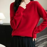 Women's 100% Merino Wool 2025 Fall Winter Crewneck First-Line Ready to Wear Long Sleeve Seamless Knit Sweater