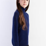 Girls 100% Merino Wool Sweater Fall Winter First-Line Ready to Wear Turtleneck Long Sleeve Seamless Pullover
