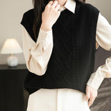 Chanyarn Women's 100% Merino Wool Sweater Vest 2025 Fall Winter Casual Crewneck Cable Sleeveless Knit Sweater Tank Tops