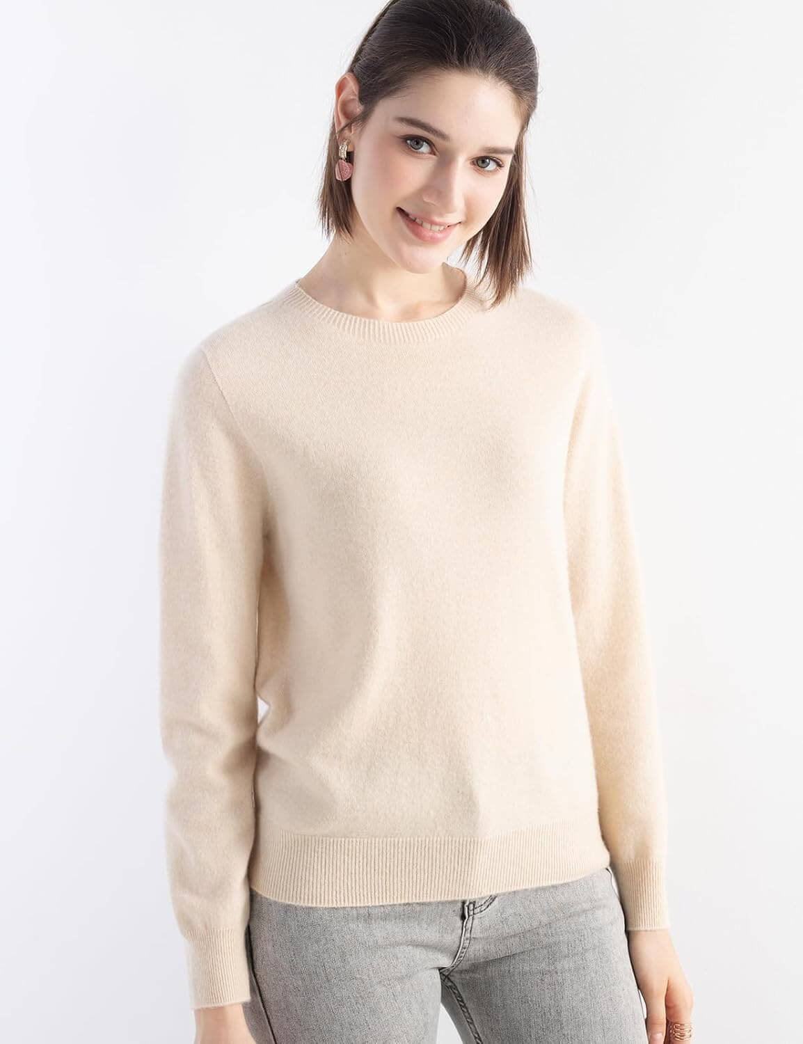 Women's 100% Pure Cashmere Sweater 2025 Fall Winter Crew Neck Long Sleeve Warm Soft Knitted Pullover