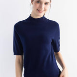 Women's Merino Wool Sweater 2025 Fall Winter Mock Neck Short Sleeve First-Line Ready to Wear Seamless Knit Sweater