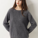 Suéter sem costura 100% lã Merino com gola redonda