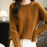 Chanyarn Women's Crew Neck 100% Merino Wool Sweater 2025 Otoño Invierno Cable Vintage Capas de manga larga cálida