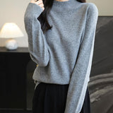 Chanyarn Women's 100% Merino Wool Seamless Sweater Mock Neck First-Line Ready to Wear Long Sleeve Knitted Pullover Tops