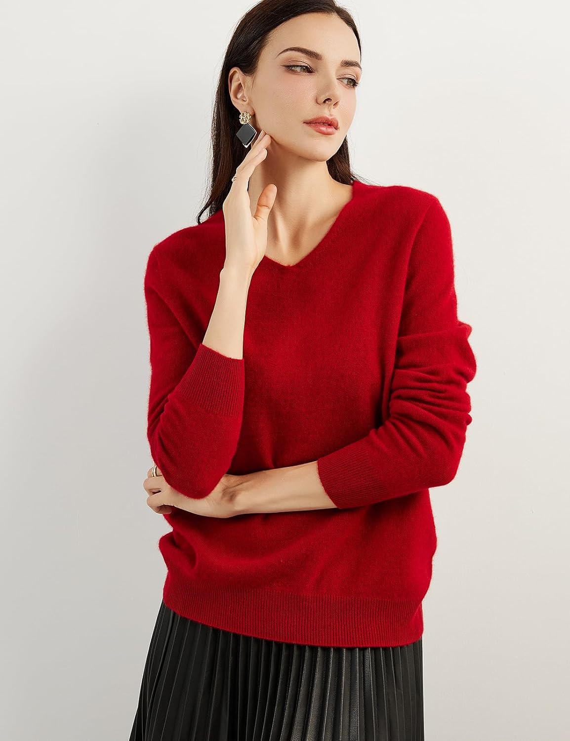 Chanyarn 100% Pure Cashmere Women's Sweater V-Neck Long Sleeve 2025 Fall Winter Warm Soft Knit Pullover