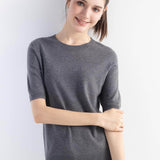 Women's Merino Wool Sweater 2025 Fall Winter Crew Neck Short Sleeve First-Line Ready to Wear Seamless Knit Sweater