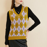 Giubbotto da maglione da donna al 100% da donna 2025 Diamond inverno autunno V Glet maglione a maglia senza maniche