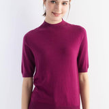Women's Merino Wool Sweater 2025 Fall Winter Mock Neck Short Sleeve First-Line Ready to Wear Seamless Knit Sweater