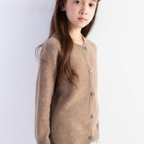 Girls 100% Merino Wool Cardigan Fall Winter First-Line Ready to Wear Crewneck Long Sleeve Seamless Sweater
