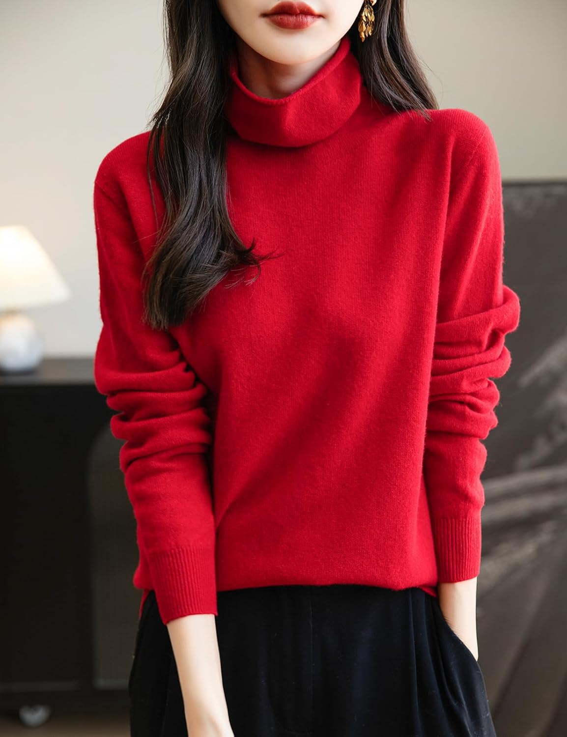 100% Merino Wool Seamless Turtleneck Sweater