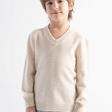 Boy's 100% Merino Wool Sweater 2025 Fall Winter First-Line Ready to Wear V Neck Long Sleeve Seamless Knit Sweater