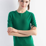 Women's Merino Wool Sweater 2025 Fall Winter Crew Neck Short Sleeve First-Line Ready to Wear Seamless Knit Sweater
