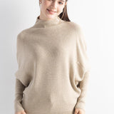 Suéter de malha grande com gola morcego e mistura de lã Merino