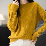 Chanyarn Women's 100% Merino Wool Crew Neck Sweater 2025 Fall Winter Casual Solid Long Sleeve Warm Soft Knitted Sweater