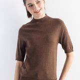 Women's Merino Wool Sweater 2025 Fall Winter Mock Neck Short Sleeve First-Line Ready to Wear Seamless Knit Sweater