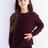 Girls 100% Merino Wool Sweater Fall Winter First-Line Ready to Wear Crewneck Long Sleeve Seamless Knit Sweater