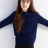 Girls 100% Merino Wool Sweater Fall Winter First-Line Ready to Wear Crewneck Long Sleeve Seamless Knit Sweater