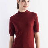 Women's Merino Wool Sweater 2025 Fall Winter Mock Neck Short Sleeve First-Line Ready to Wear Seamless Knit Sweater